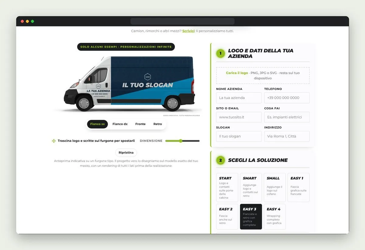Configuratore furgoni e auto